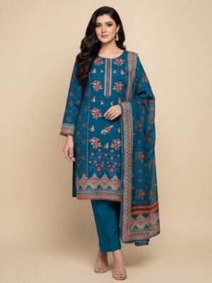 Bluish Cyan Dhanak 3pc wholesale maria.b replica suit