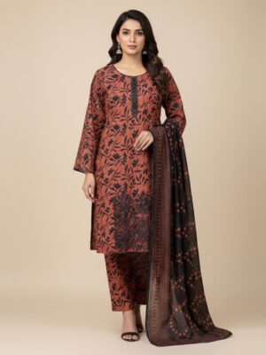 Brown 3pc dhanak wholesale designer replica