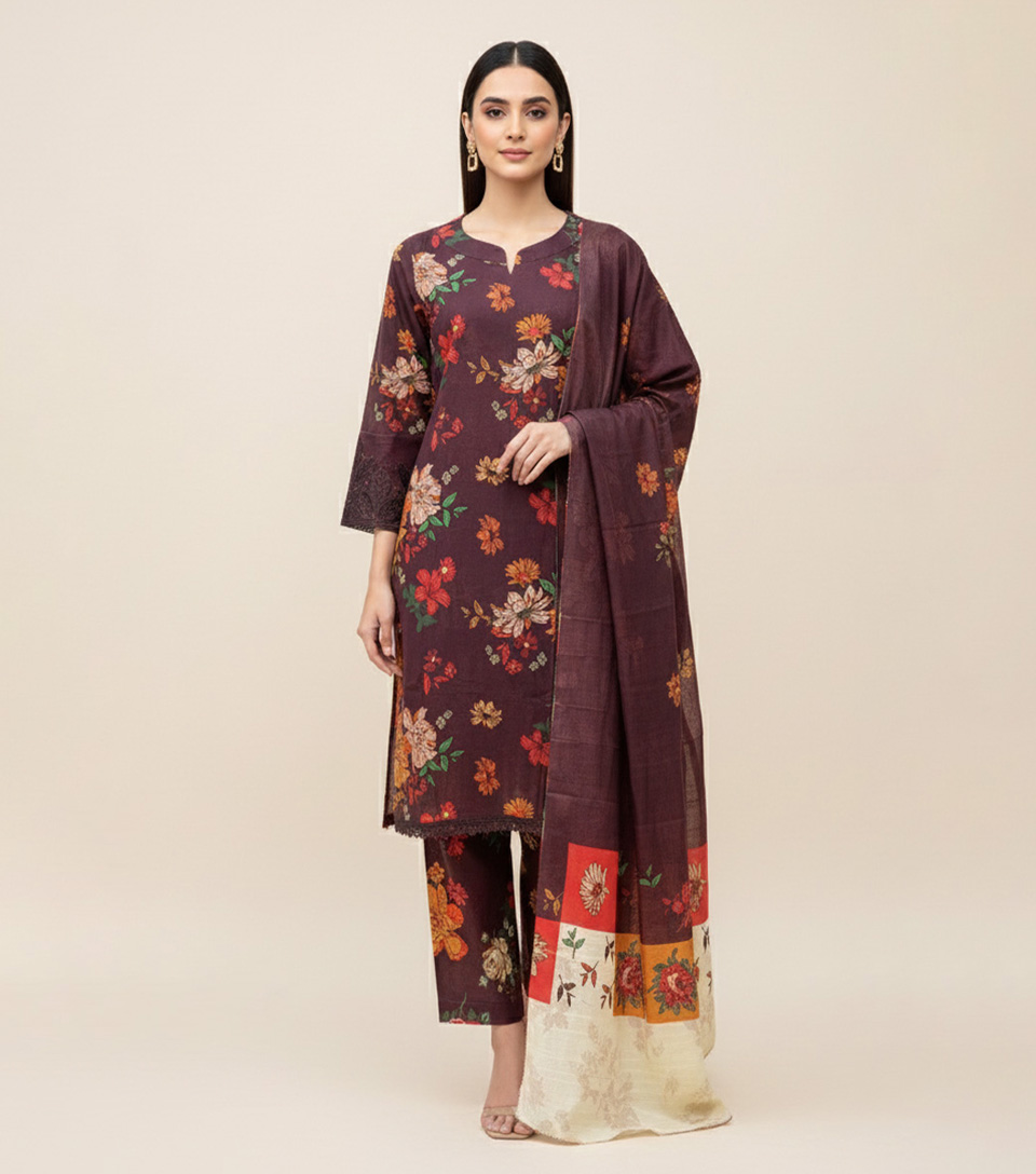 Brown Wholesale Pakistani Khaddar Suit