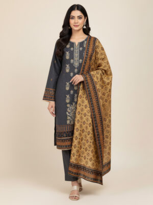 Dark Grey pakistani wholesale dhanak suits