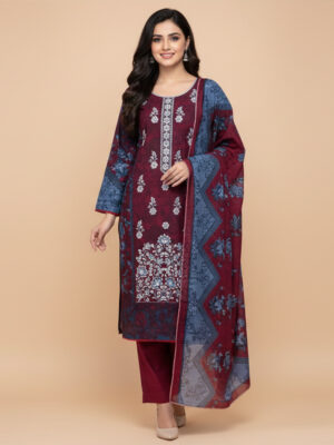 Dark Maroon pakistani wholesale dhanak suits