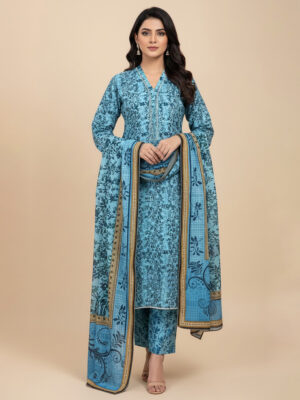 Glacier Blue bin saeed stitched Summer salwar kameez