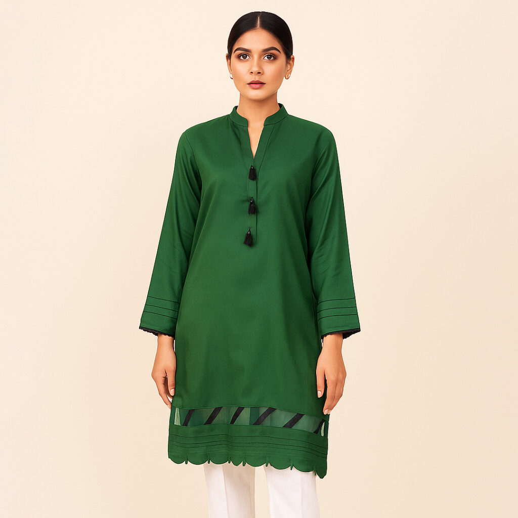 Green Pure Linen Kurti