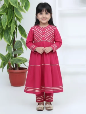 Kids girls Hot Pink Party Wear Wholesale dress