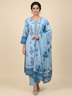 Light Blue pakistani dhanak suits wholesale