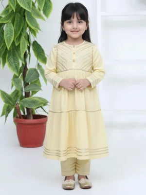 Light Yellow Girls Party Wear Wholesale dress