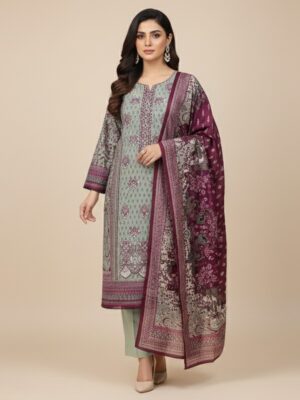 Light Grey Pakistani Linen Suits Wholesale