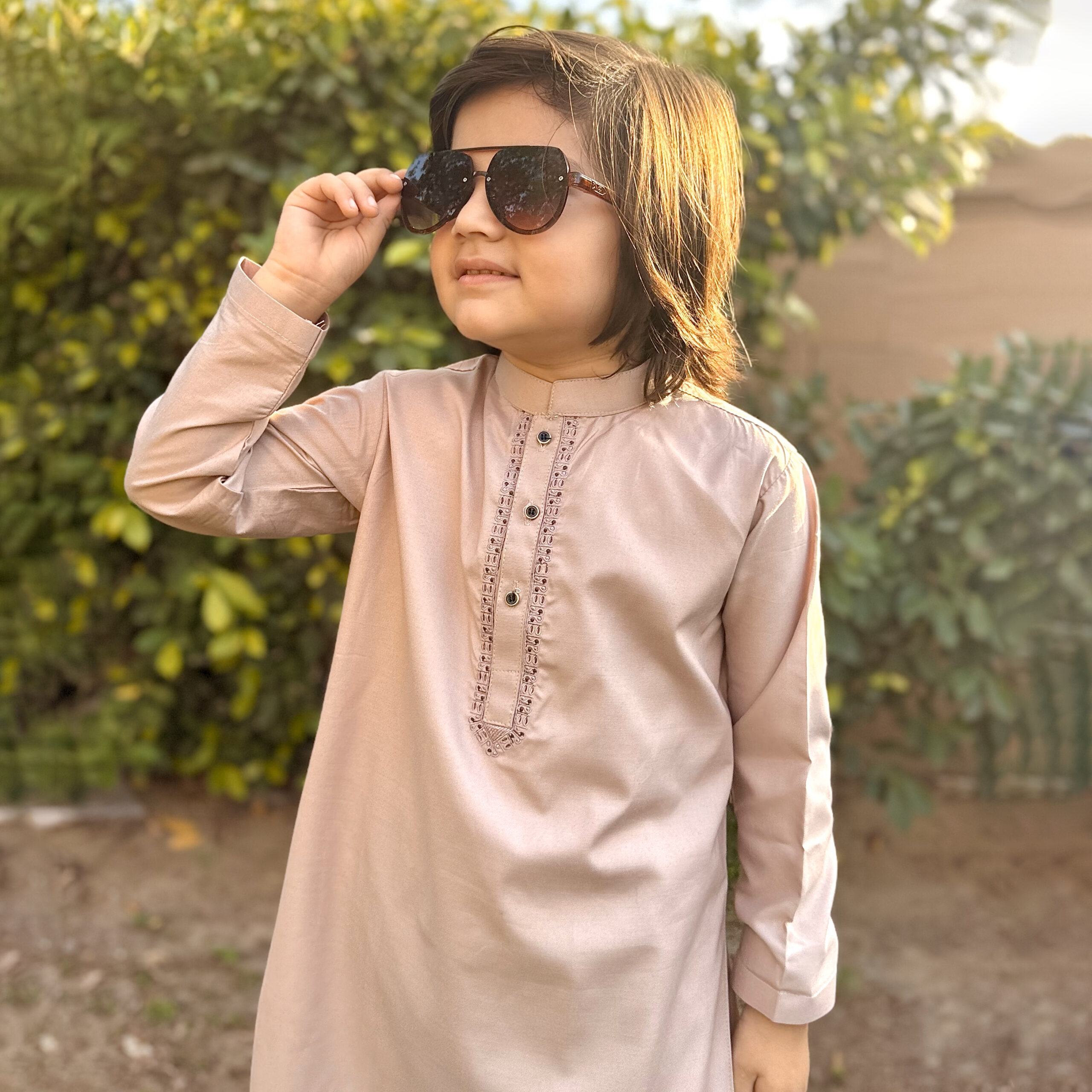 Light Pink Wholesale Kids Embroidered Pakistani Shalwar Kameez for Boys