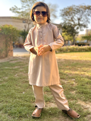 Light Pink Wholesale Kids Embroidered Pakistani Shalwar Kameez for Boys