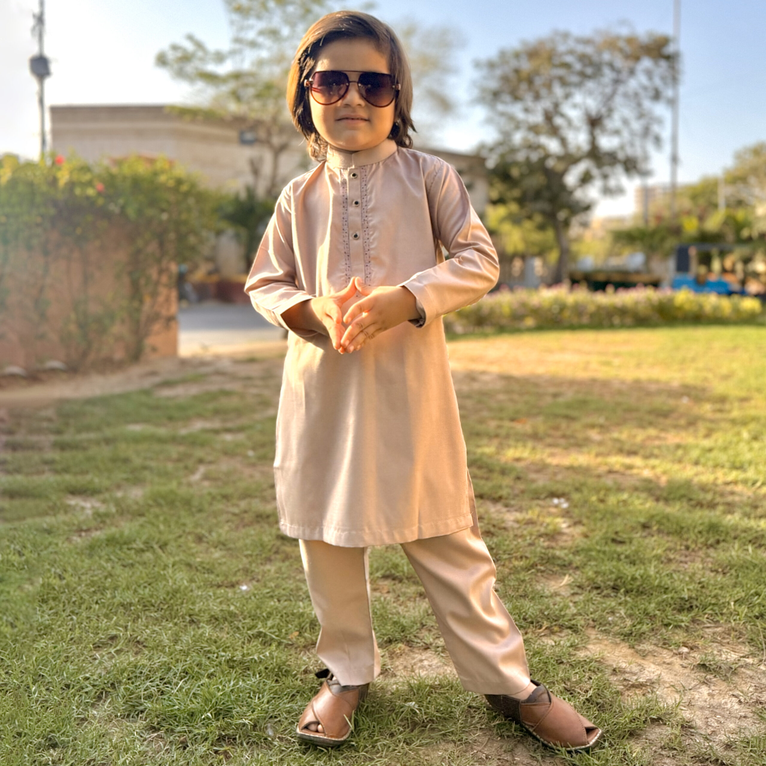 Light Pink Wholesale Kids Embroidered Pakistani Shalwar Kameez for Boys