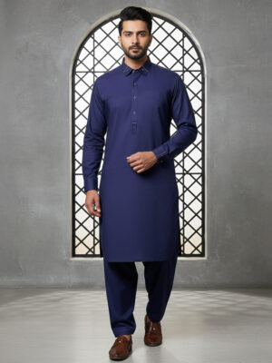 Mens Deep Blue Wholesale Pakistani Shalwar Kameez
