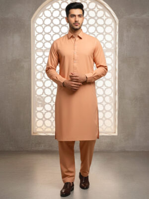 Mens Peachy Pink Wholesale Pakistani Shalwar Kameez