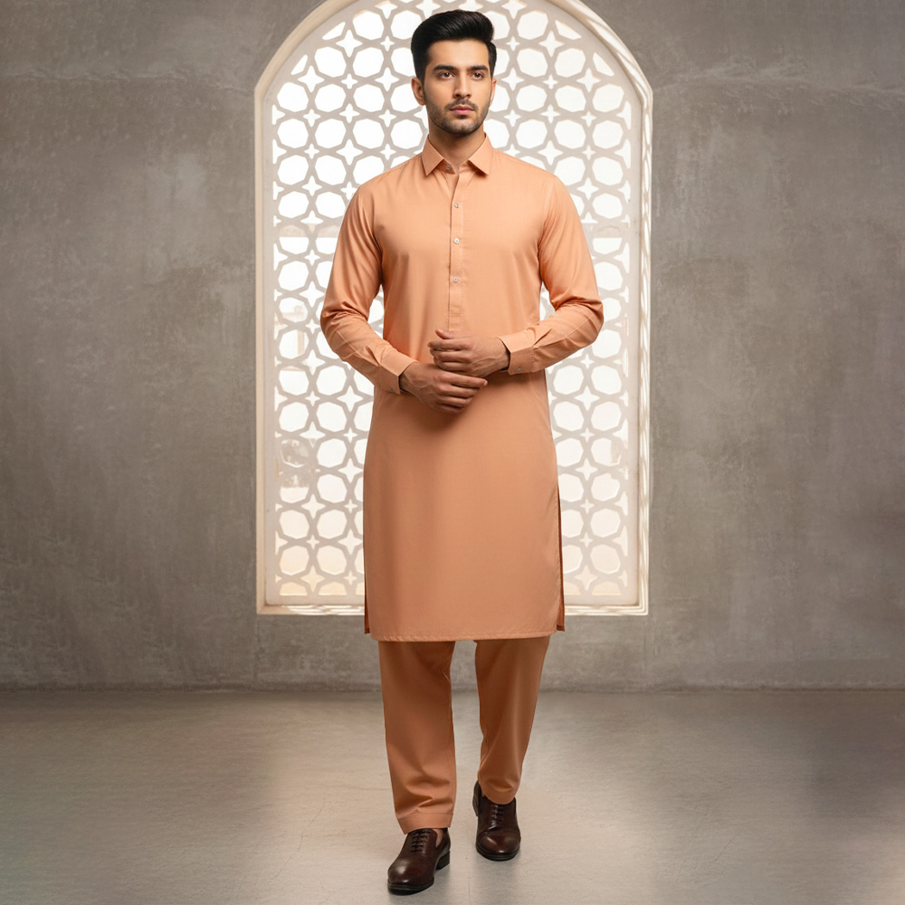 Mens Peachy Pink Wholesale Pakistani Shalwar Kameez