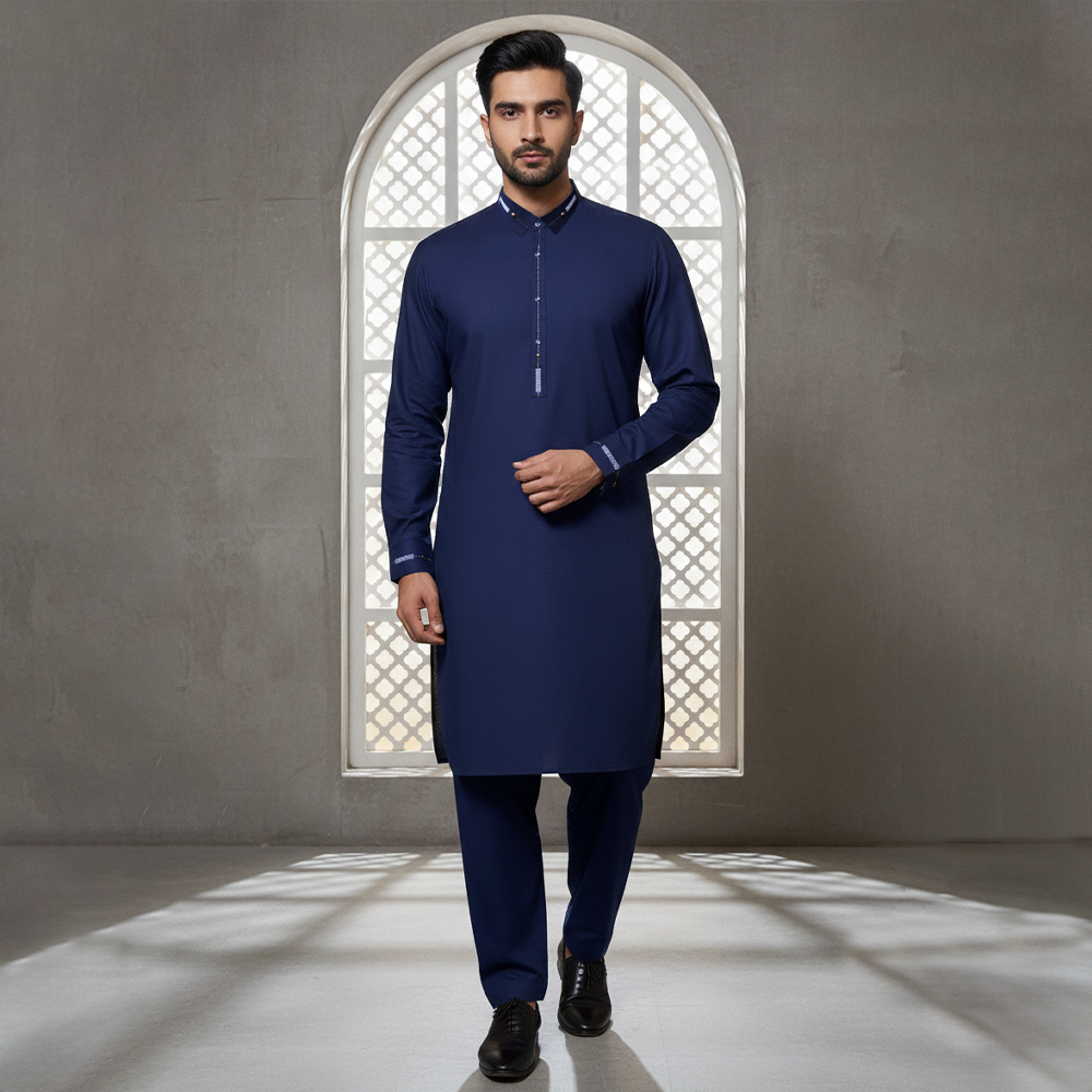 Mens navy blue wholesale pakistani shalwar kameez