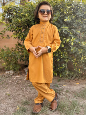 Mustard Wholesale Kids Embroidered Pakistani Shalwar Kameez for boys