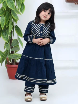 Navy Blue Girls Party Wear Wholesale Suit