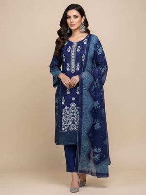 Navy blue 3pc stitched wholesale designer replica