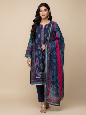 Navy blue dhanak embroidered wholesale baroque replica suit