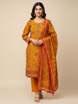 Orange pakistani dhanak suits wholesale