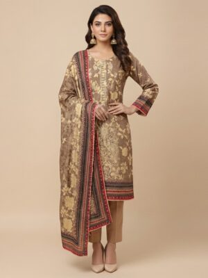 Pastel Brown Embroidered Wholesale Sana Safinaz Replica Suit