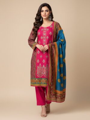 Pinkish Red linen 3pc wholesale maria.b replica suit
