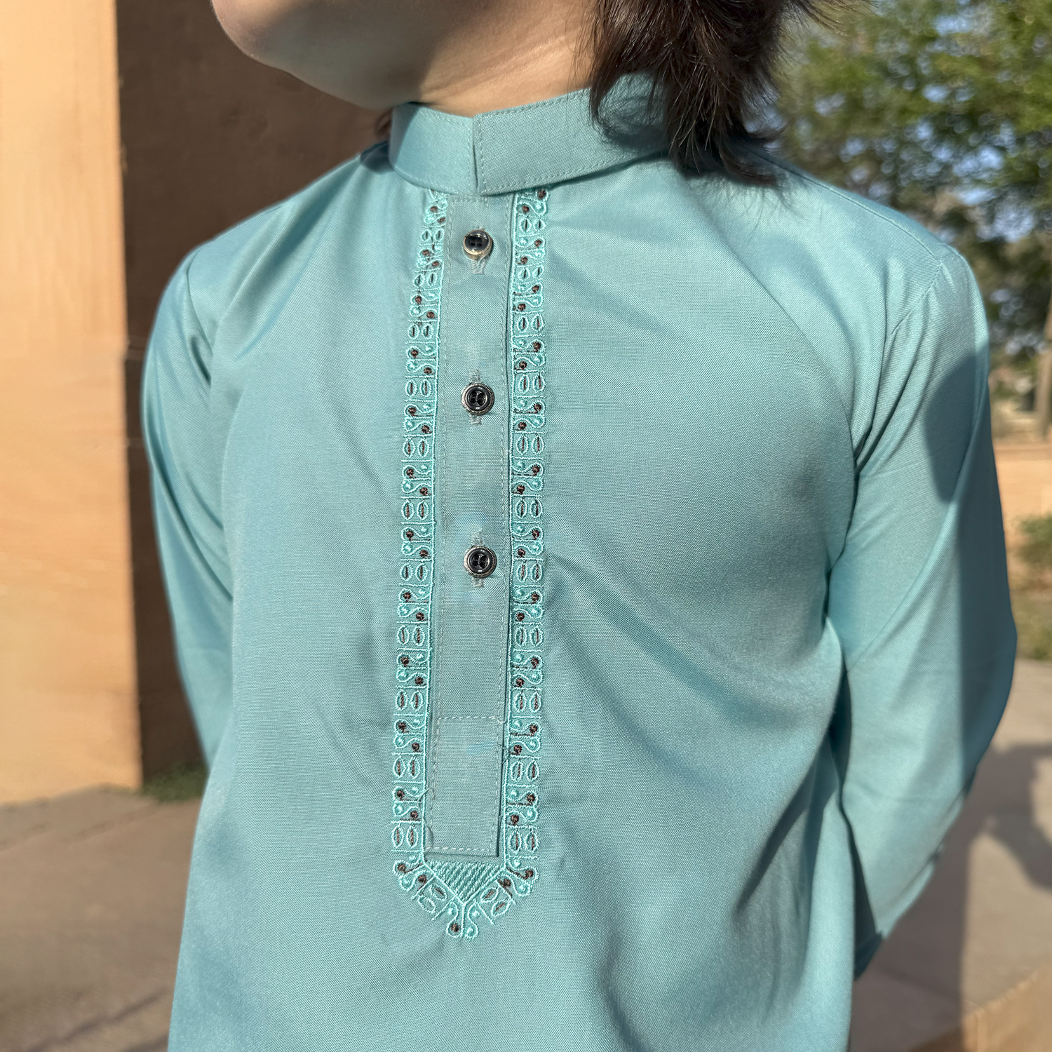 Cyan Wholesale Kids Pakistani Embroidered Shalwar Kameez for Boys