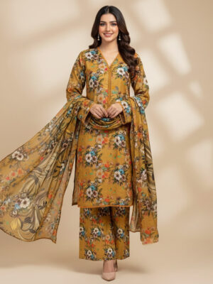Dull Orange Wholesale Pakistani Lawn Suit