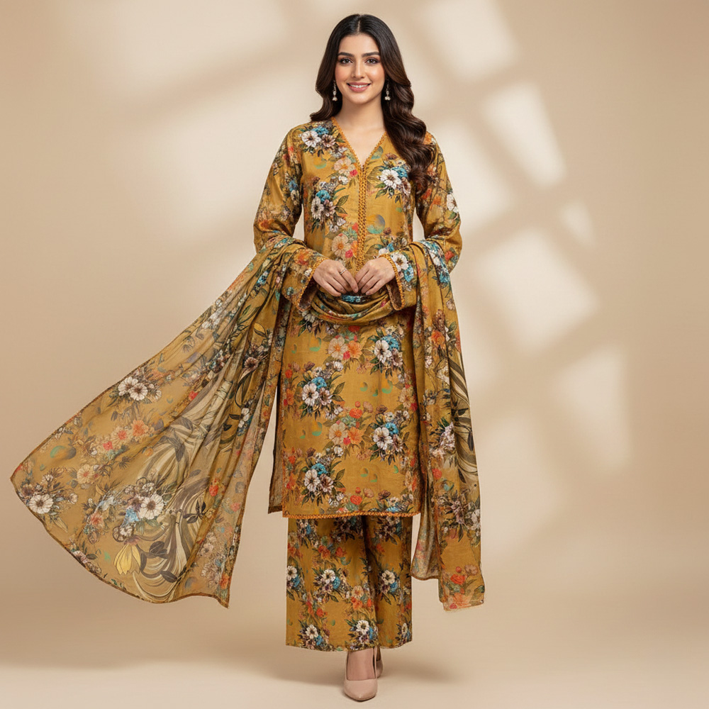 Dull Orange Wholesale Printed Lawn Suit