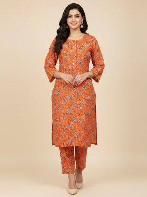 Orange Poly cotton Wholesale Pakistani Salwar Kameez