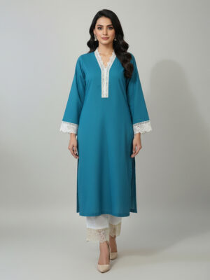 Deep Aqua wholesale lawn embroidered lawn suit