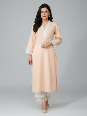 Peach Wholesale Lawn Embroidered Lawn Suit