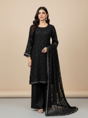 Black Pakistani Chiffon Suit Wholesale