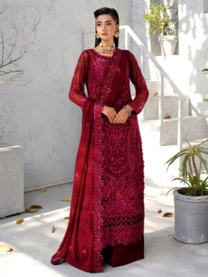 Dark Maroon Pakistani Chiffon Suit Wholesale