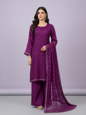 Purple Pakistani Chiffon Suit Wholesale
