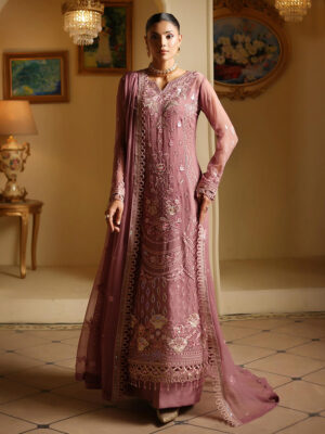 Rose pink Pakistani Chiffon Suit Wholesale