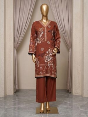 Walnut Brown Printed Wholesale Linen Suit