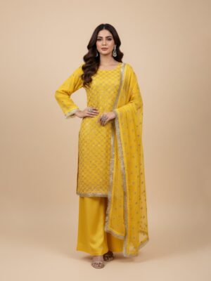Yellow Pakistani Chiffon Suit Wholesale