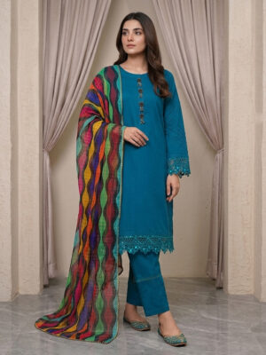 Designer Teal Blue Wholesale Stitched Linen Collections