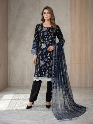 Deep Black Wholesale Pakistani Chiffon Suit