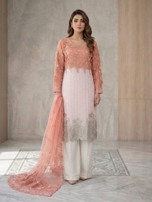 Peach chiffon suit Pakistani Wholesale