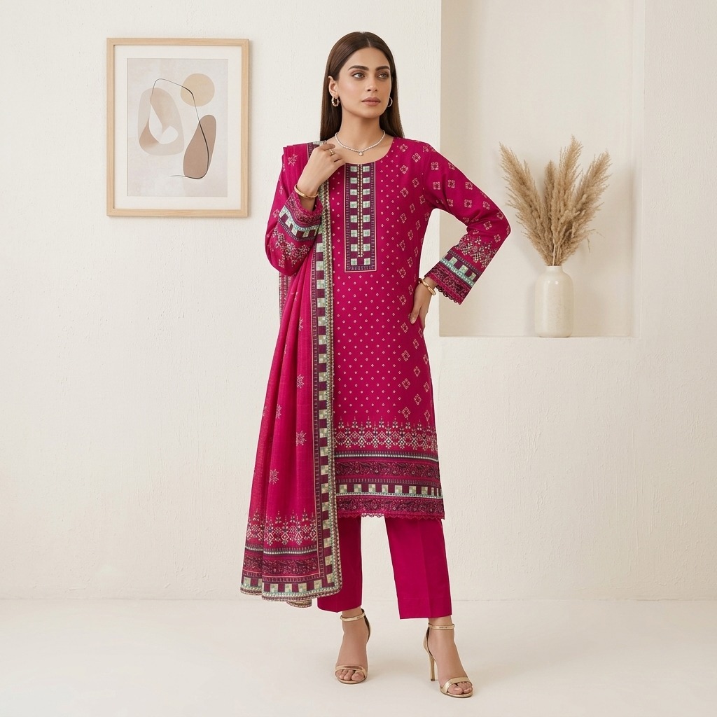 Berry 3pc Wholesale Bin Saeed Lawn Dress