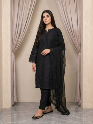Black Solid Pakistani Wholesale Suit
