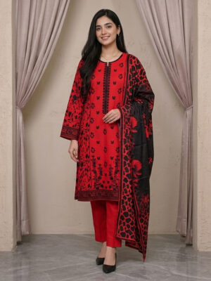 Brilliant Red Wholesale Lawn Suit