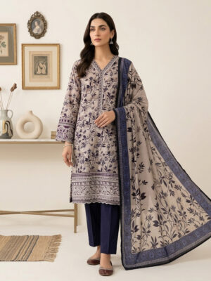 Classic Embroidered Taupe 3 Piece Lawn Suits Wholesale