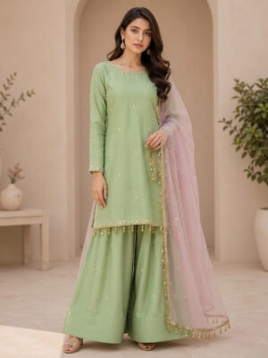 Custom Sage Green Silk 3pc Outfit Made to Order