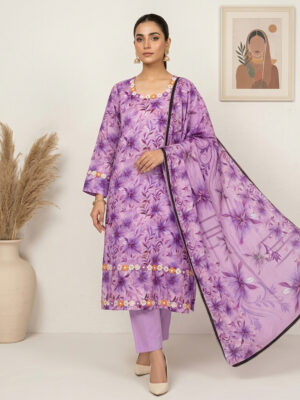 Elegant Lavender 3pc Wholesale Pakistani Lawn Suits