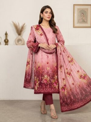 Elegant Pink 3 Piece Lawn Bin Saeed Wholesale Dress