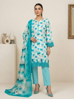 Elegant Turquoise 3-Piece Lawn Suits Wholesale
