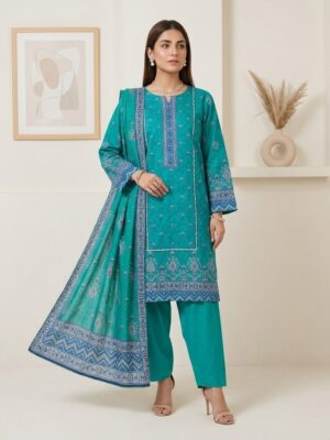 Elegant Turquoise Wholesale Bin Saeed Lawn Shalwar Kameez