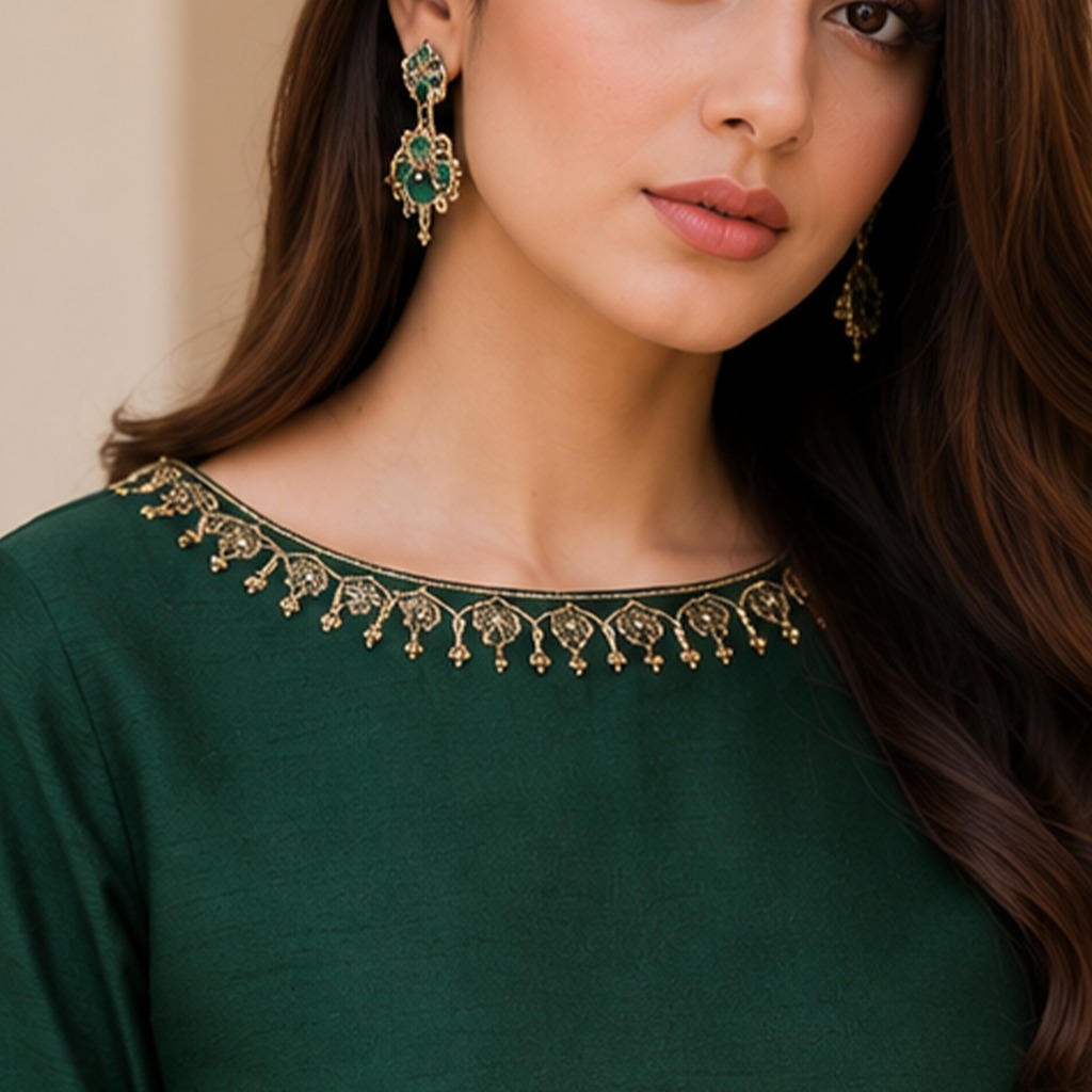 Emerald Green Silk Sharara Suit Made to Order